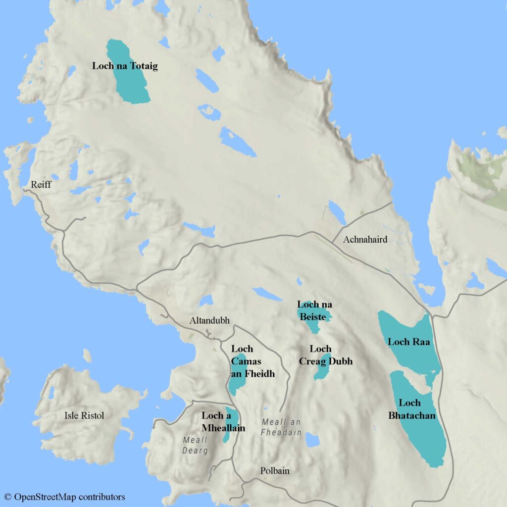 map of fishing lochs achiltibuie coigach