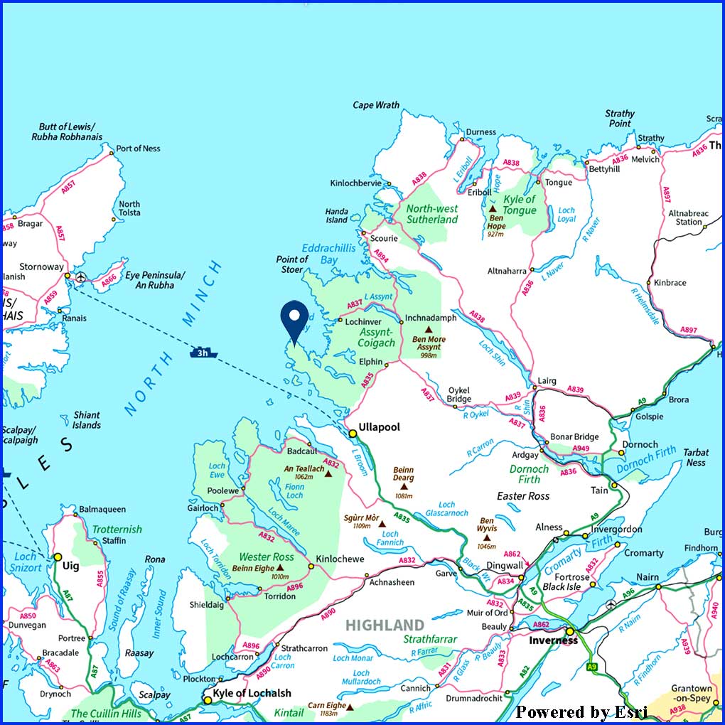 map showing location of coigach peninsula